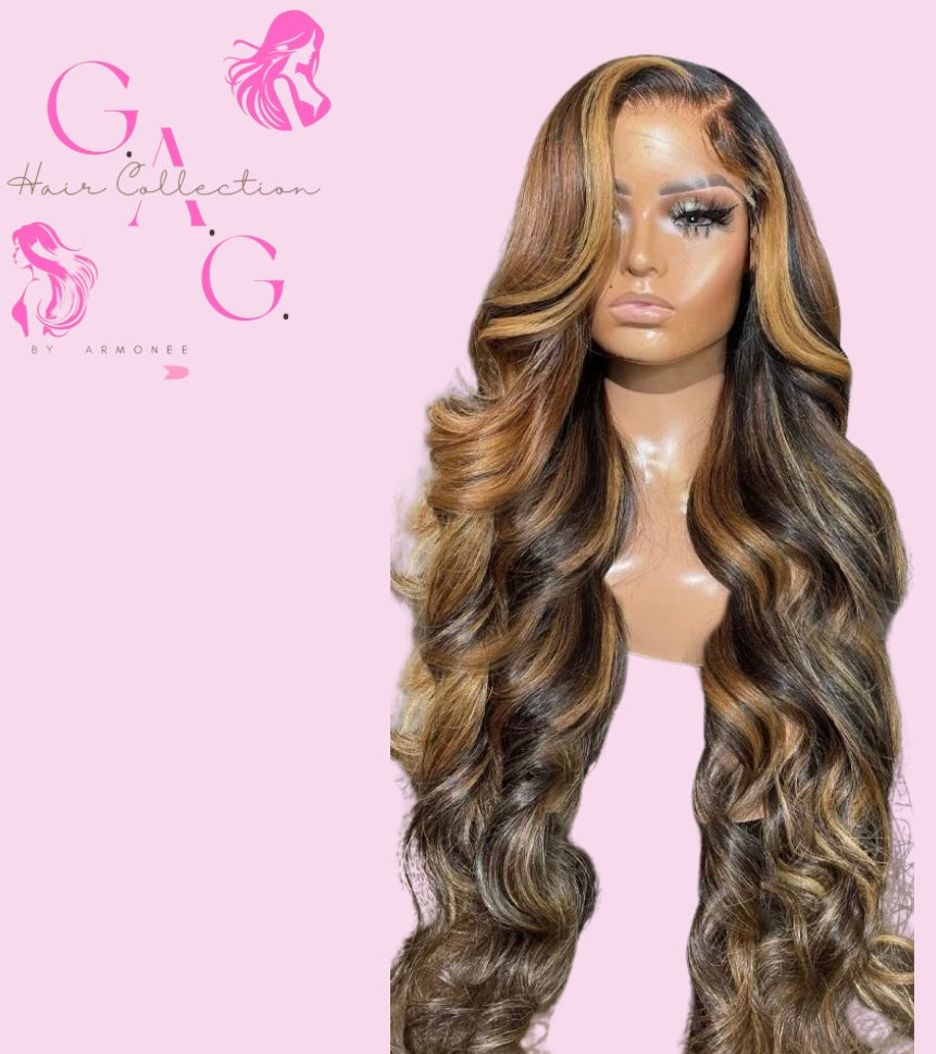 5x5 (4/27) Body Wave Highlighted Closure Transparent Lace Wigs